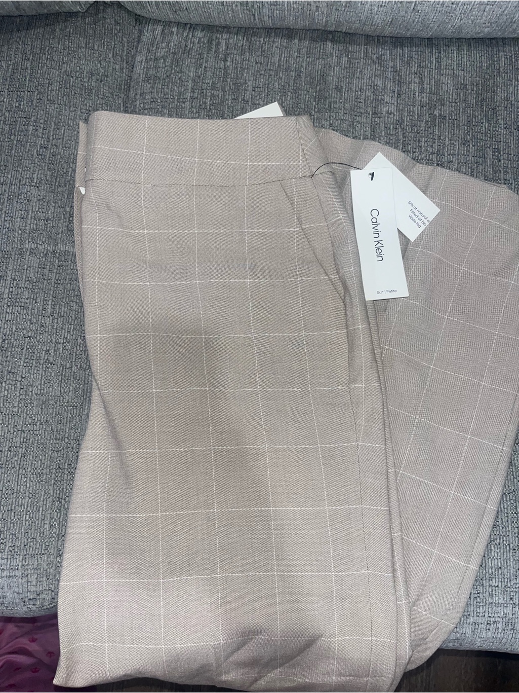 Calvin Klein Women’s Taupe Windowpane Dress Pants